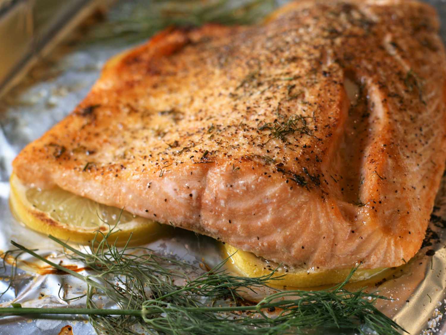 Flaky Broiled Lemon Dill Salmon with Creamy Greek Yogurt